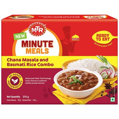 MTR Minute Meals - Chana Masala & Basmati Rice Combo, 375 g-1.webp